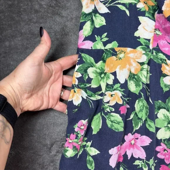 Old Navy Linen Floral Cami Jumpsuit NWT Boho Coastal Navy Floral Size 2X F109 - Picture 3 of 14